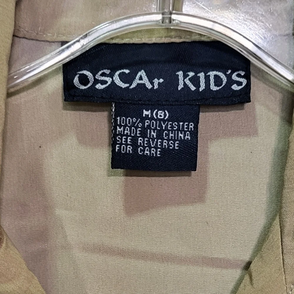 Oscar Kids- Boys NWT Horse Graphic Short Sleeve Dress Shirt Size Medium (8)
